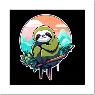 Sloth Illustration Posters and Art